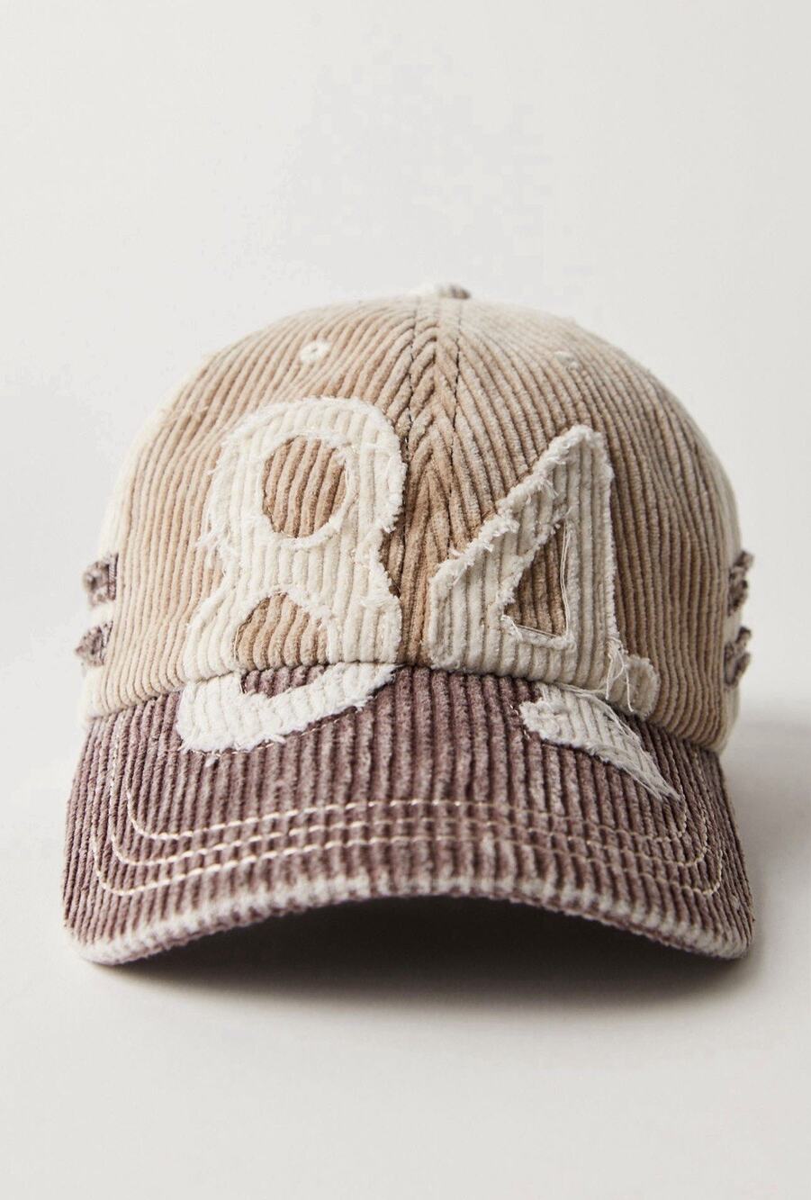 NWT Free People Hollie Varsity Baseball Cap Brown/Ivory, One Size, MSRP $48